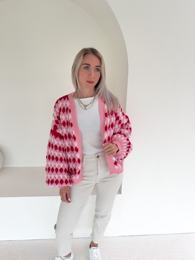 [3-359-red] Strick Cardigan Kea