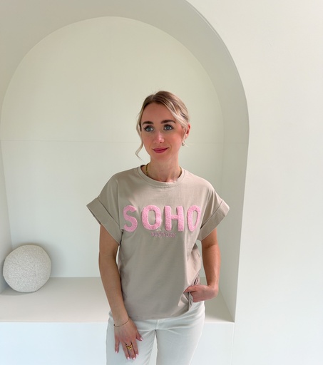 [R7781-beige] Tshirt Soho